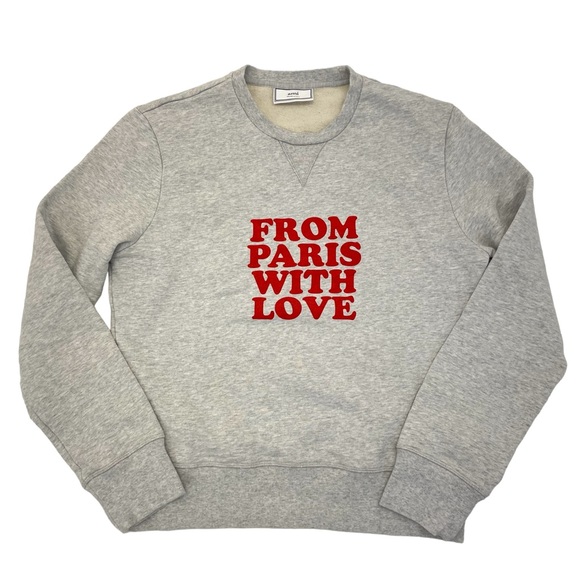 AMI From Paris With Love Sweatshirt Medium Gray - Picture 7 of 13